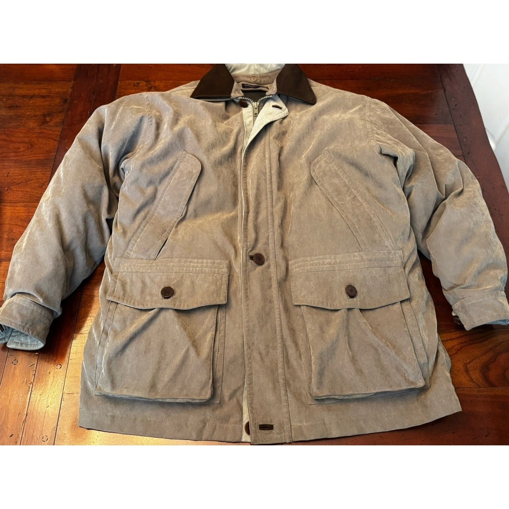 Roundtree & Yorke Men's Large Heavy Lined Barn Chore Jacket Large Brown Khaki - Picture 1 of 7